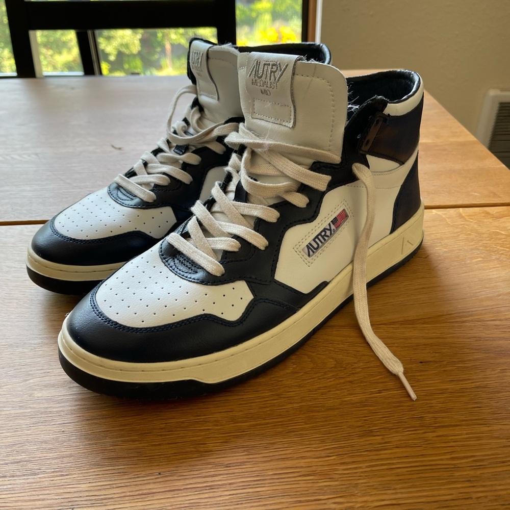AUTRY  Blue and White High-Top Sneakers (worn twice)